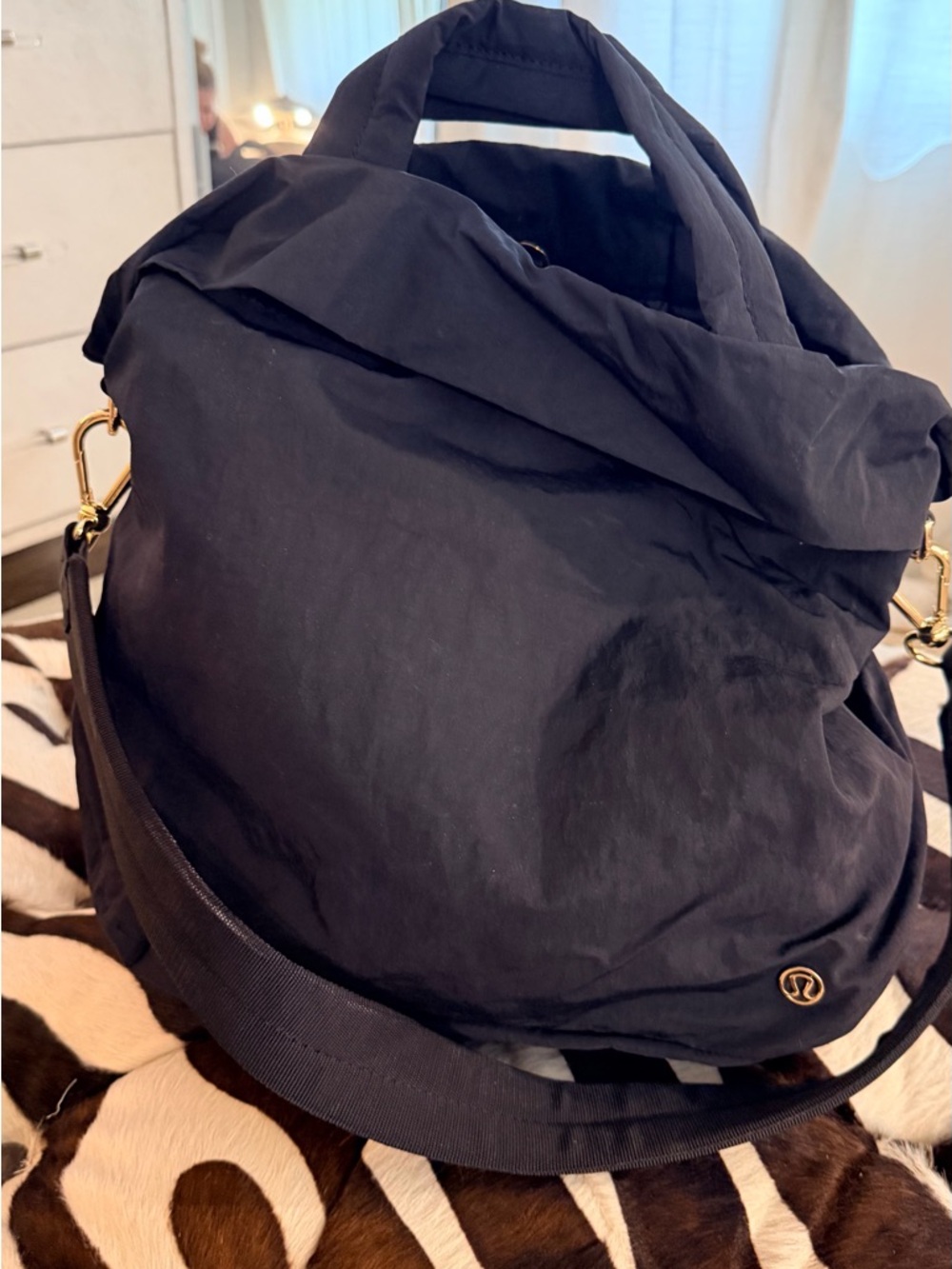 Lululemon Black Gym Tote Bag Weekender Travel Shoulder Crossbody OS NEW